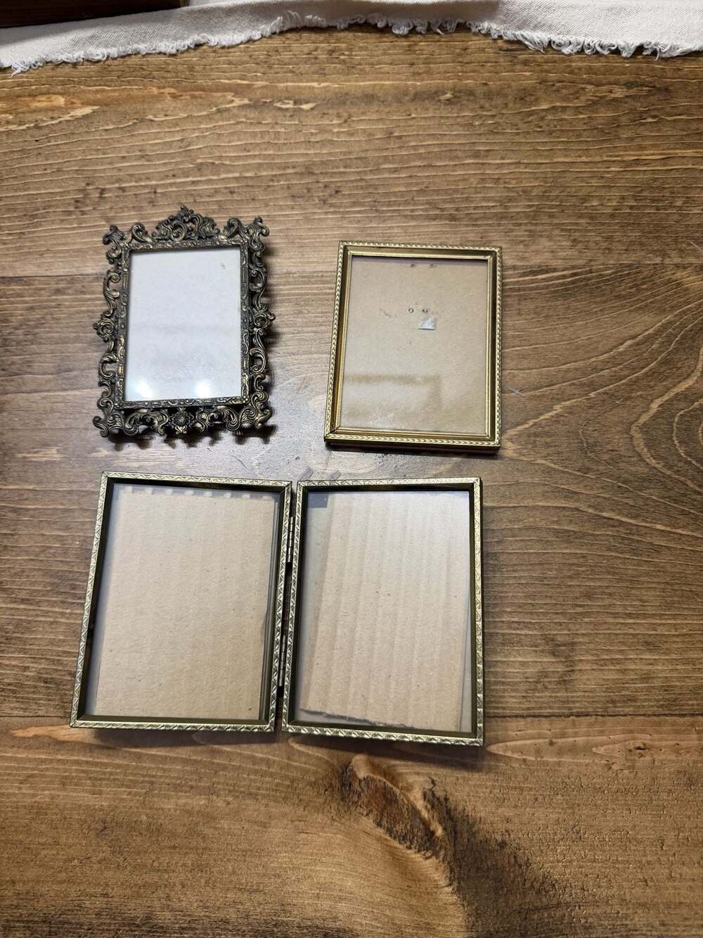 Vintage Brass and Metal Miniature Picture Frames Lot of 3